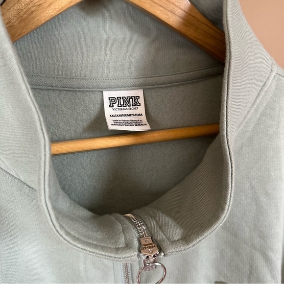 PINK Victoria's Secret Sage Green Zip Mock-neck Jacket - Picture 3 of 4